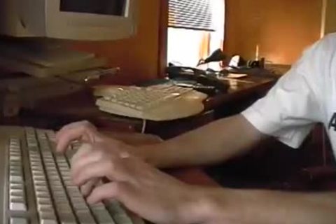 Lonely White chap Jacks Off in Computer Room