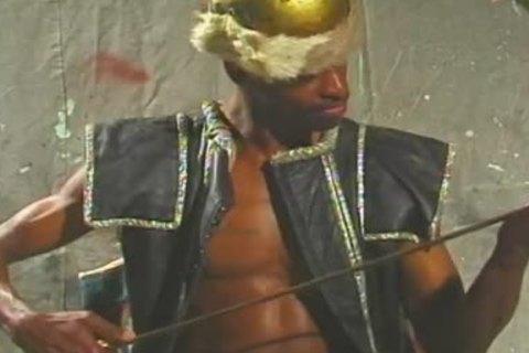 monstrous thonging black Warrior Shows Off his Sword!