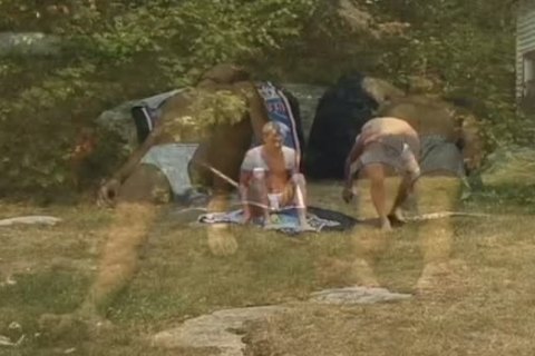 studs getting pounded outdoors