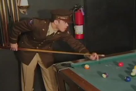 Soldiers Play Pool And Then \\'rack Each Others\\' Balls.