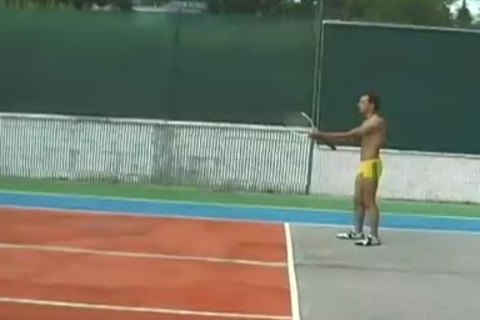 boys poke ON TENNIS COURT