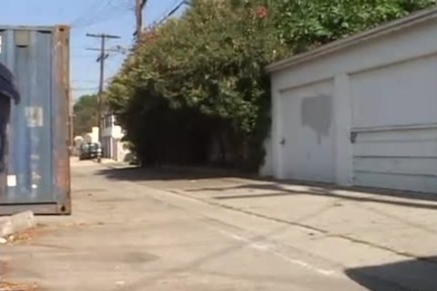 Outdoor pole smoker loves sucking