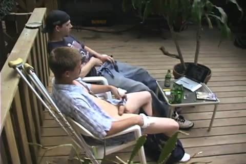 Bukkake outdoors accompanied by blond hair