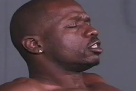 Two Buff black men Spit-roast A Skinny twink