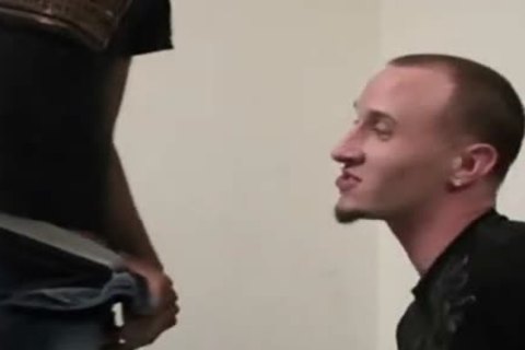 black man receives his cock wet by a white stud
