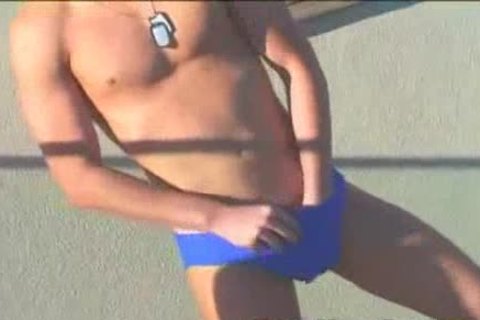 lascivious Blond Model In Speedos