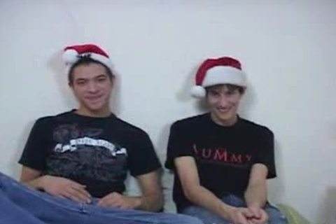 Skinny Xmas teens plowing In group