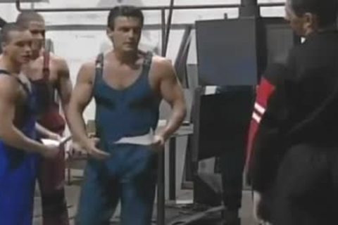 Three lascivious Mechanics fucking Hard In A hot gay trio