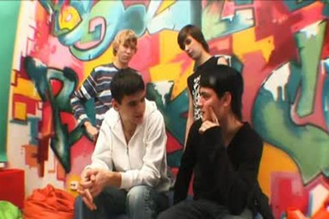 nudeback homosexual Foursome And cum On arse