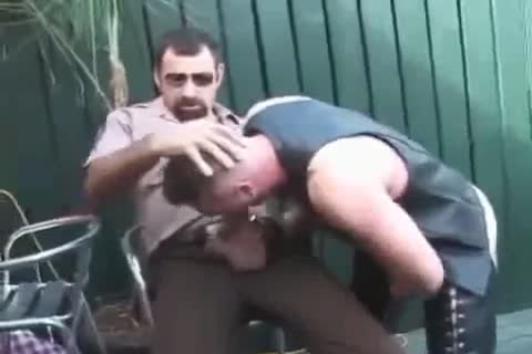 Cop copulates the leather bottom