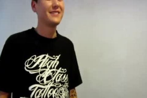 Straight Tattood teen Stroking his big ramrod