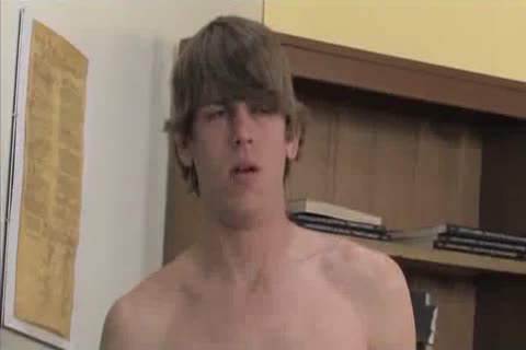Twink threesome in classroom