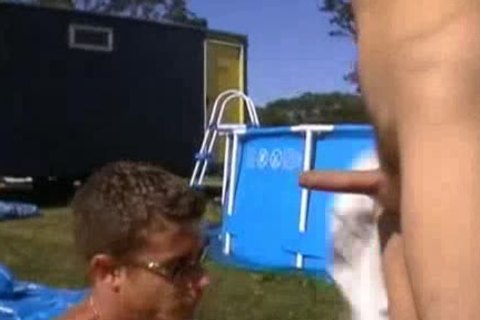 Three delicious homosexual fellows dril In Tthis chabre new Pool