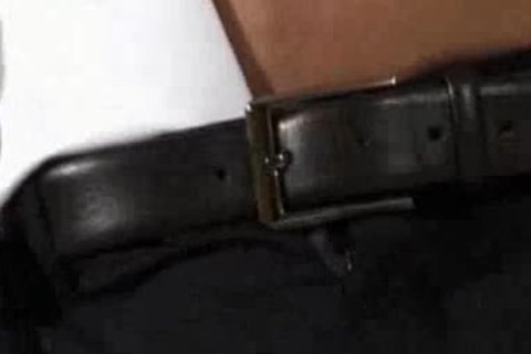 Wanking along with muscled wearing suit