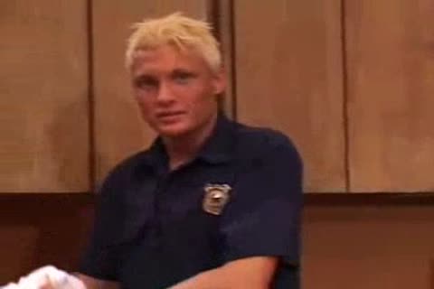 Athletic firefighter wishes hard slamming