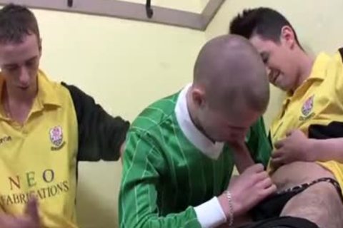 Soccer twinks Locker Room threesome