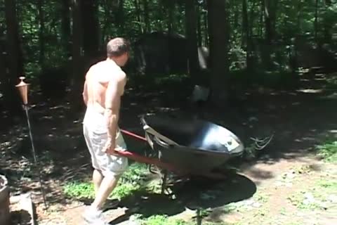 Muscled hunk feels up to masturbating