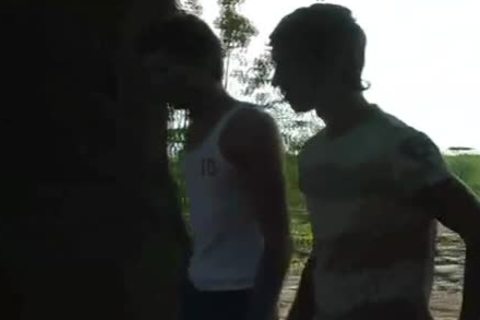 Two RussianTwink lad's bareback Outdoor Sex