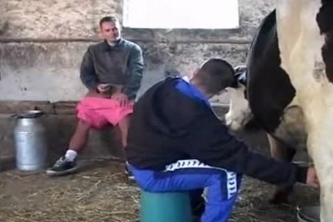 Great anal team bang In The Barn