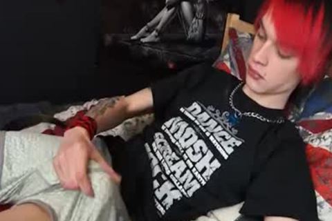 Emo twink man Rubs One Out