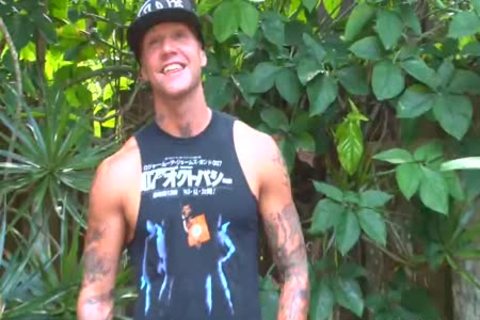 lascivious dude In Tats Whacking Off