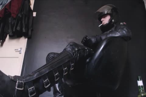 Leathered Up, Booted, Smoking And Spitting