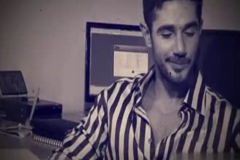 Caucasian rough wanking in office