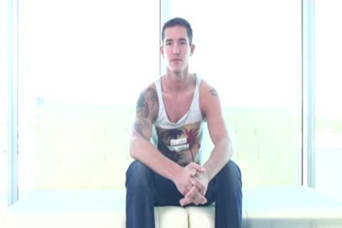 Hairy tattooed couple POV wanking at casting