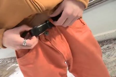 kinky chaps strippedbacking outdoors In The Cold