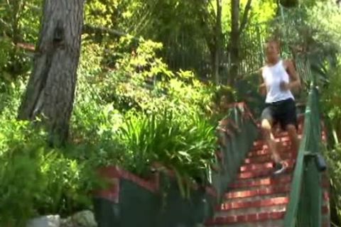 raunchy gay schlongs poke In threesome outside