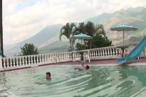 Two lovely guys take up with the tongue arse By The Pool