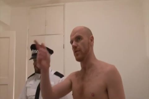 Hairy young bear in uniform condom cumshot