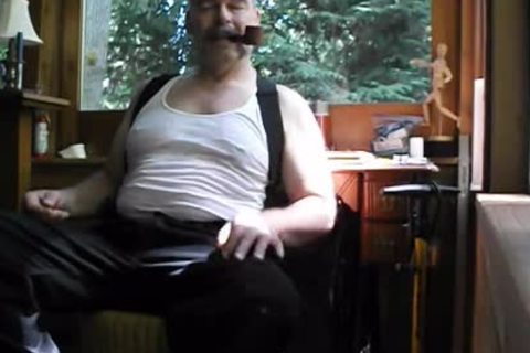 Enjoying A Pipe, Stripping Down To My underclothing And naked Feet. PG-rated.