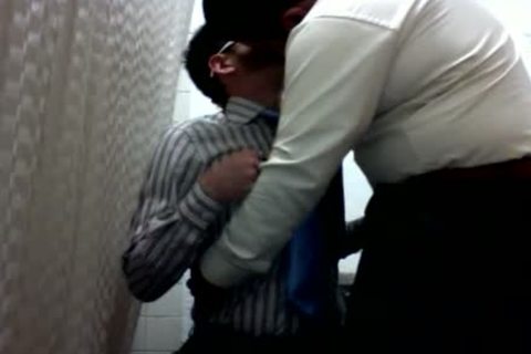 afresh, A Bear And A Chaser Enjoying At The Office bathroom.