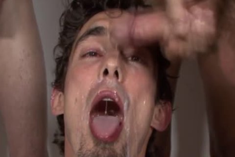 homosexual guy receives sperm overspread