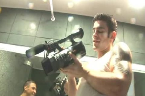 A hot homosexual teen In The baths Masturbating