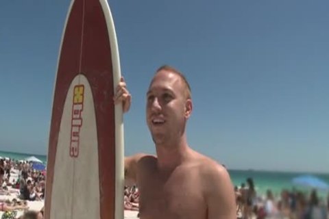 Surfer guy receives His wazoo Ripped