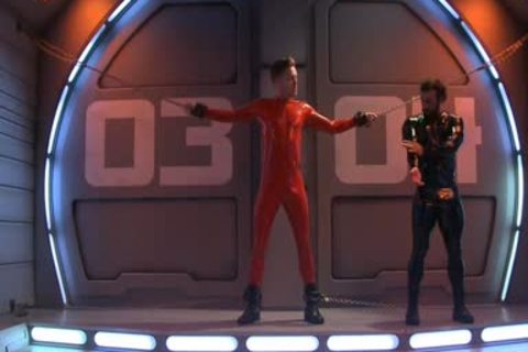 bdsm Poor twink In Shiny Catsuit fastened And banged
