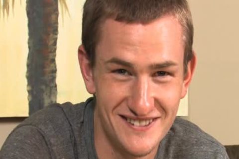 Awkward teen jerking off His Package