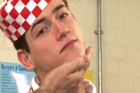 Hunk licks big cock
