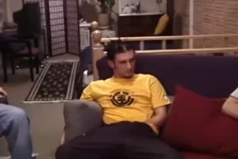 Three guys engulfing ramrod And pounding