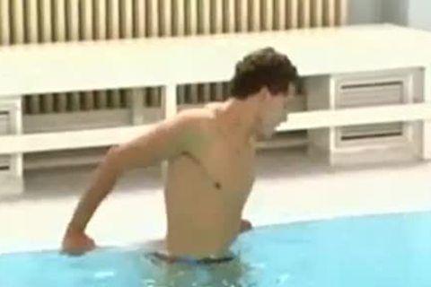 Pool homosexual bareback trio