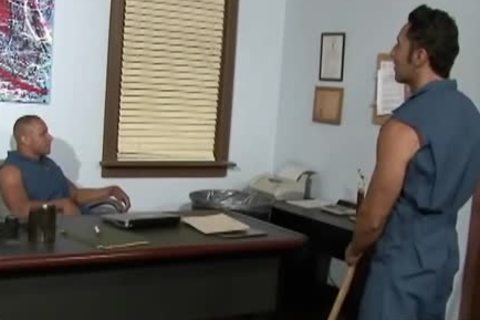 homosexual Cleaning men plowing In The Office