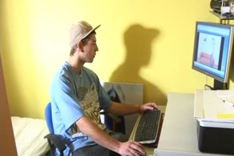 young dirty man Stroking Hard lengthy penis In Room