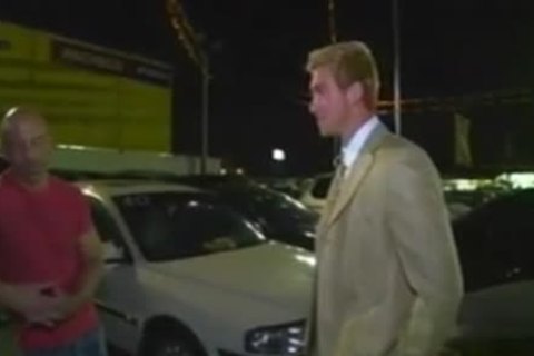 Car Salesman plowed On Lot