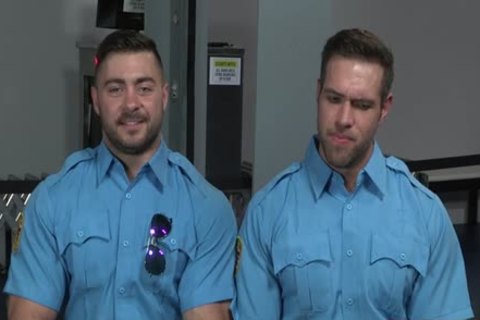 Muscle Bear threesome With semen flow