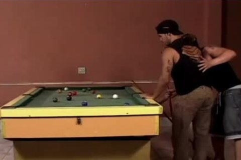 Exotic chap Rides A large palpitating ramrod On A Pool Table
