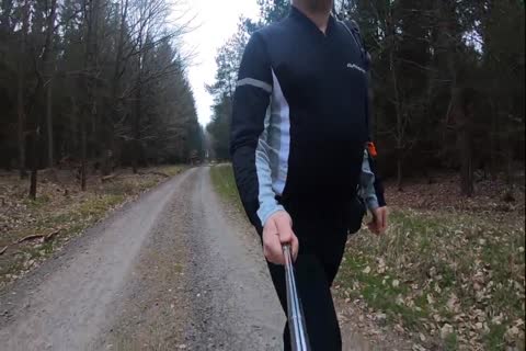 undressed Walk In Forest  With Chastity Cage