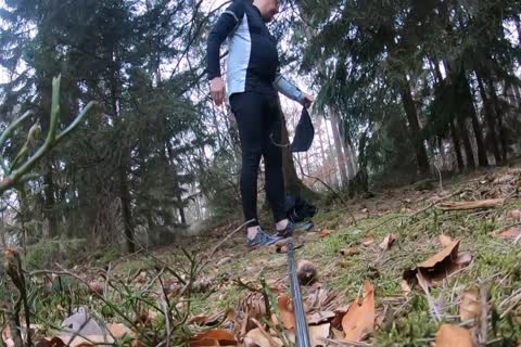 undressed Walk In Forest  With Chastity Cage