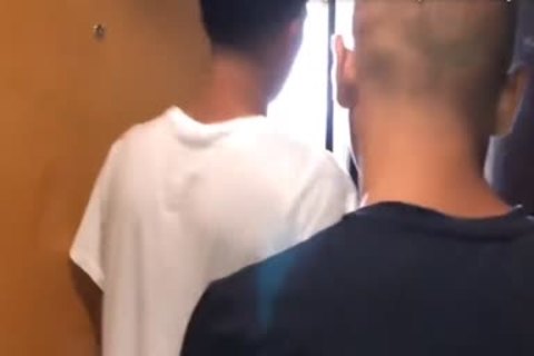 legal age teenager Latino twinks 3some